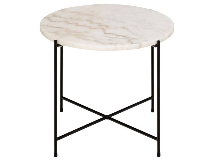 Beistelltisch ACTONA GROUP Avila , weiss (weiß, weiß marmor), B:52cm H:40cm T:52cm, Tische, Beistelltisch, Ecktisch, rund, Tischplatte aus Marmorstein, T: 52 cm