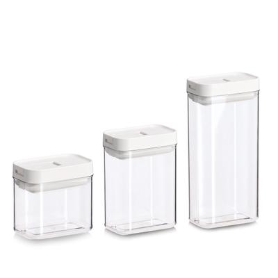 Vorratsdose ZELLER PRESENT "Dose im 3er Set", weiß (creme), ABS-Kunststoff, Lebensmittelaufbewahrungsbehälter, Vorratsdose, ca. 11x7x10 (380 ml), 11x7x15 (670 ml) und 11 x 7 x 23 (1100 ml) cm