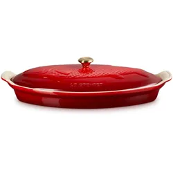 Le Creuset Fischbackform Tradition mit Deckel 34cm - rot