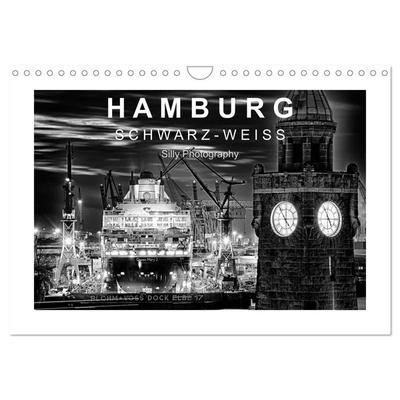 Hamburg in schwarz-weiss (Wandkalender 2026 DIN A4 quer), CALVENDO Monatskalender