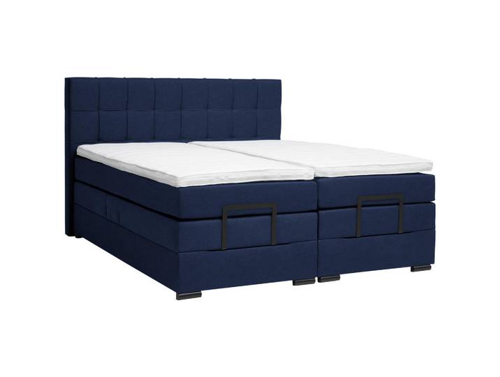 Moderano Boxspringbett, Dunkelblau, Kunststoff, H3, 5-Zonen, 180x200 cm, Bettkasten, gepolstertes Kopfteil, Stoffauswahl, Topper geteilt, In verschiedenen Grössen erhältlich, Matratze geteilt, Schlafzimmer, Bett, Doppelbetten