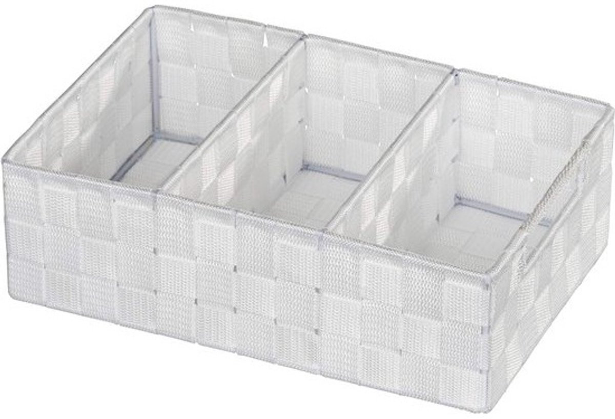 Organizer Adria White opbergbox met handvat, wit, 32 x 10 x 21 cm