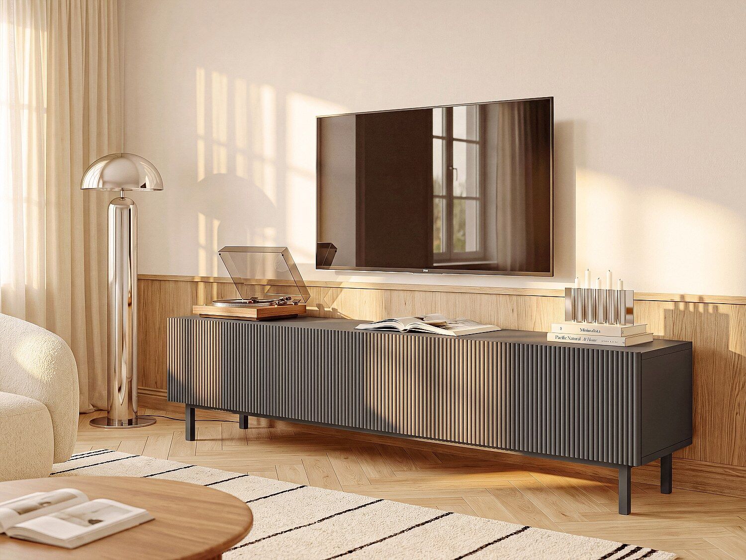 Unique Mueble TV con 2 puertas - Antracita - ZUMEYA