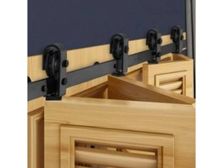 VEVOR Schiebetürsystem faltbare Schiebetüren, 152,4 cm Laufschiene Schiebetürbeschlag, geeignet für vier 35,6 cm große Schrank-, Speisekammer- & Wäschetüren (nicht im Lieferumfang enthalten)