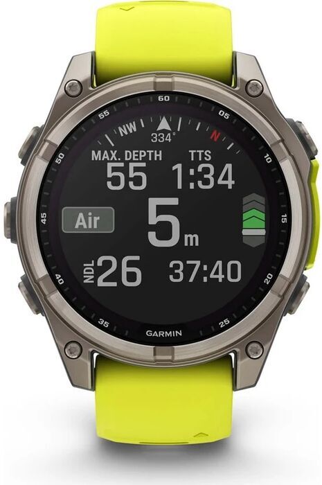 Garmin Fenix 8 Sapphire Solar (2024)   47 mm   silber   gelb - Refurbished
