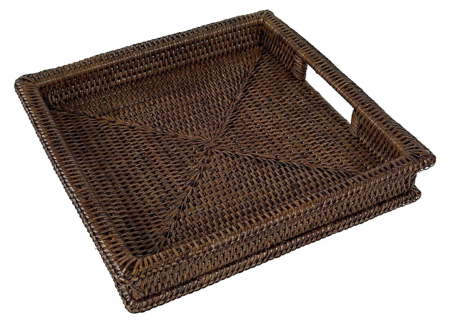 Dripio Vierkant rieten dienblad, bruin, B/D/H: 30 x 30 x 5 cm