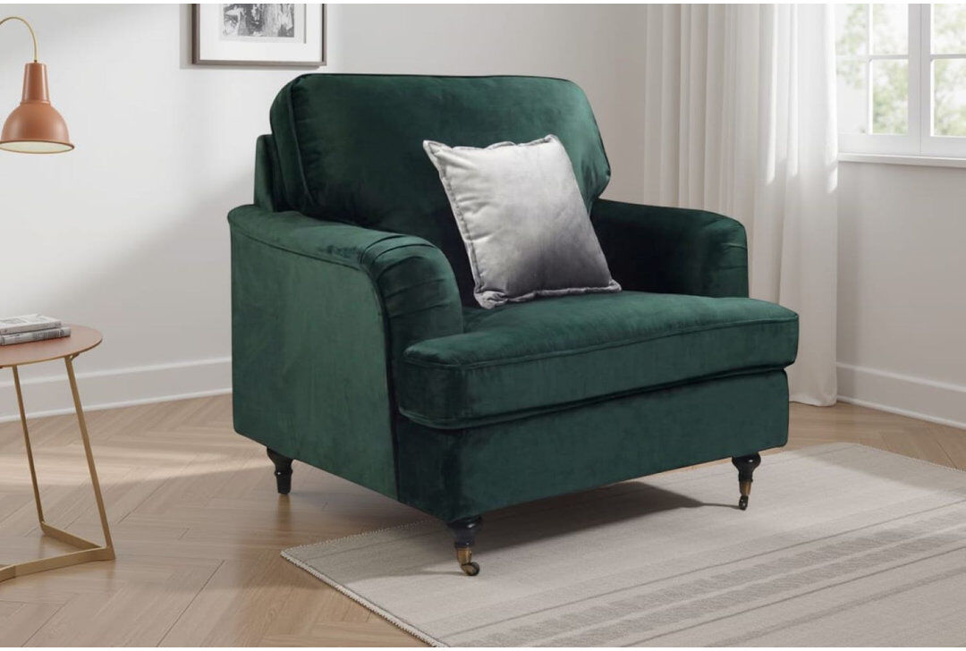 Hashtag Home Marcantonio Upholstered Armchair Green 92cm H X 94cm W X 90cm D