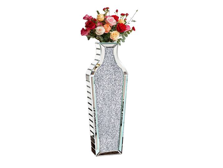 Grand Vase à fleurs en diamant concassé, Vase de décoration pour la maison au sol miroir