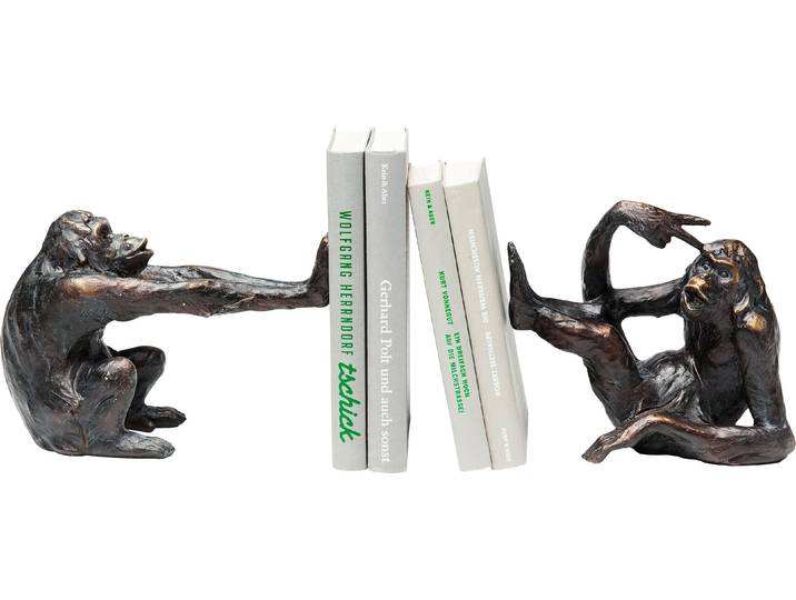 Buchstütze KARE DESIGN Buchstütze Monkey (2/Set) , schwarz, B:41cm H:17cm T:9,5cm, Polyresin, Buchstützen, Buchstütze