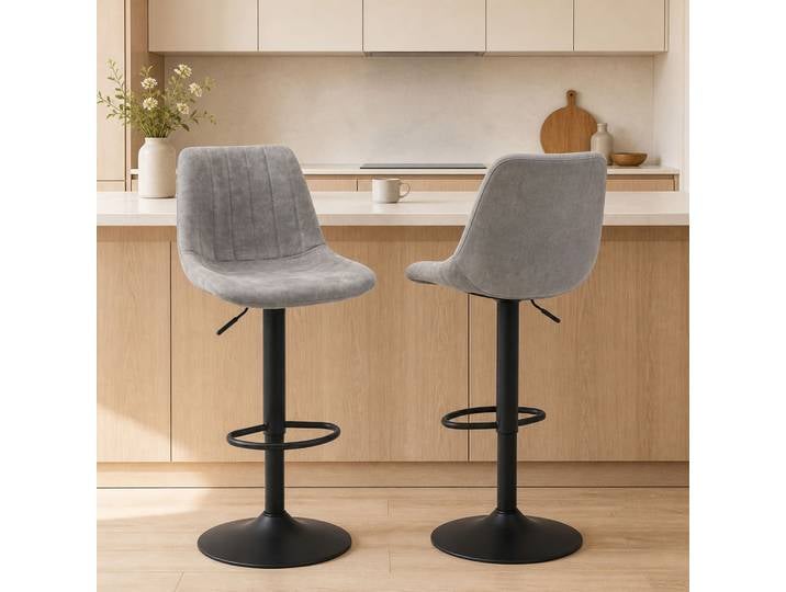 HOMCOM 2 Tabourets Bar Vintage Pivotants Gris