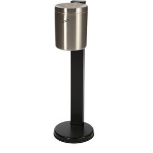 TKG Aschenbecher Rondo Maxi, silber, für Outdoor, mit Deckel, Standascher aus Edelstahl, 18 x 83 cm, winddicht, 6 Liter