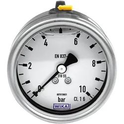 Riegler, Zubehör Druckluftwerkzeug, Glyzerinmanometer CrNi-Stahl exzentrisch hinten 0 bis 16,0 bar 100 mm