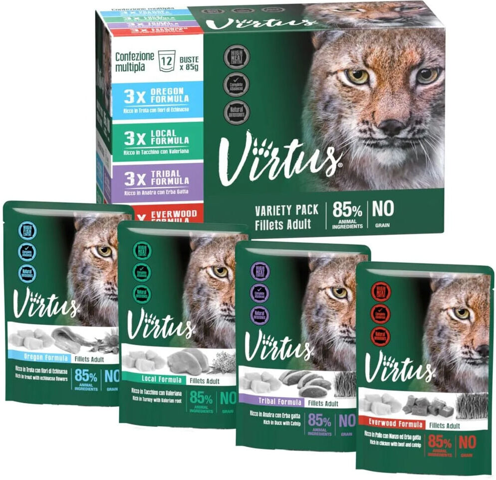 Set Prova Multigusto 9x50G e 12x85G Virtus Cat Pleasure Sensations e Variety Pack MIX MULTIGUSTO