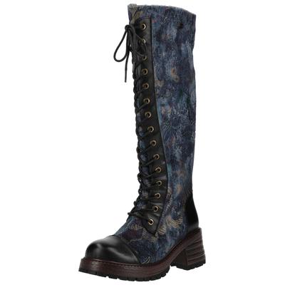 Schnürstiefel LAURA VITA "LAURA VITA Stiefel Leder/Textil", Damen, Gr. 39, blau (schwarz), Leder, Textil, Schuhe Schnürstiefel