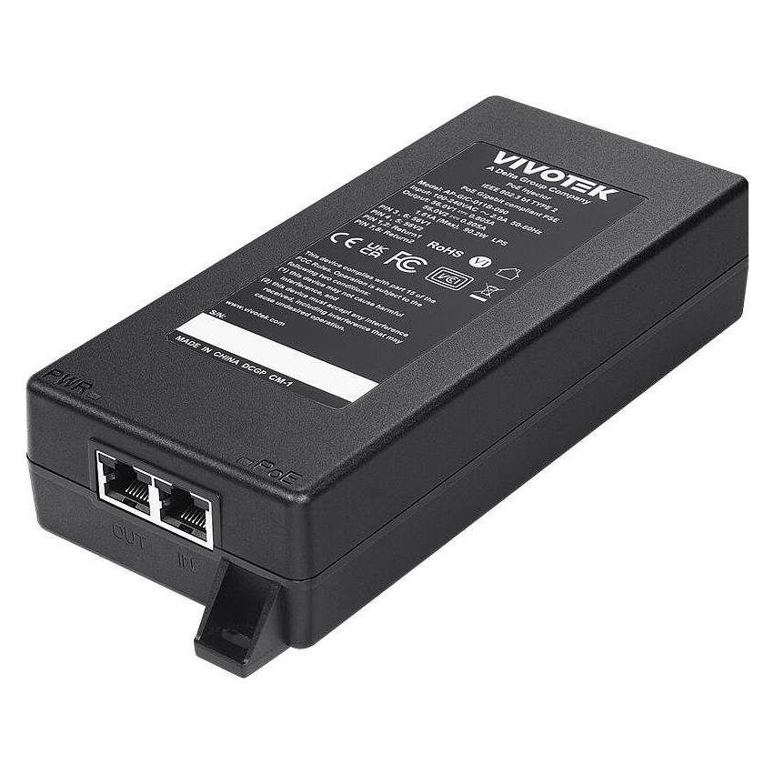 Vivotek AP-GIC-011B-090 Indoor Gigabit UPoE Injector, 90W (802.3af (PoE), 802.3at (PoE+), 802.3bt (PoE++), 90 W) (AP-GIC-011B-090)