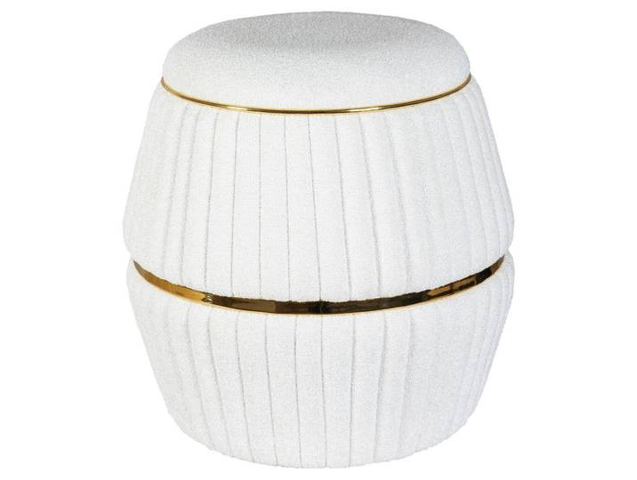 Kayoom Hocker, Weiß, Gold, 53 cm, Wohnzimmer, Hocker, Sitzhocker