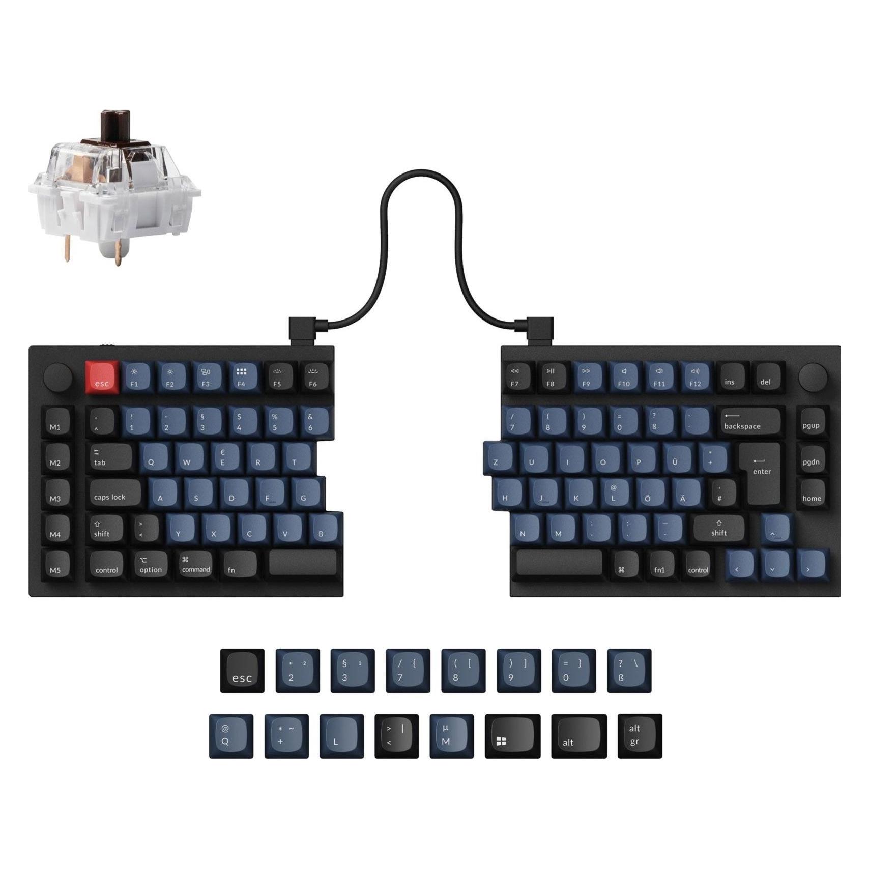 Keychron Q11 (schwarz/blau, DE-Layout, K Pro Brown, Hot-Swap, Aluminiumrahmen, RGB) (DE, Kabelgebunden) (Q11-M3-DE)
