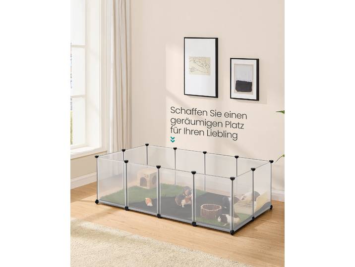 SONGMICS Kleintiergehege mit Bodenplatten, Gehege mit wasserfester Unterlage