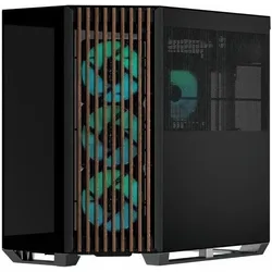 APNX V1-W-BK-v3 (schwarz, Tempered Glass x 2, Holz-Verkleidung), PC Gehäuse, Schwarz