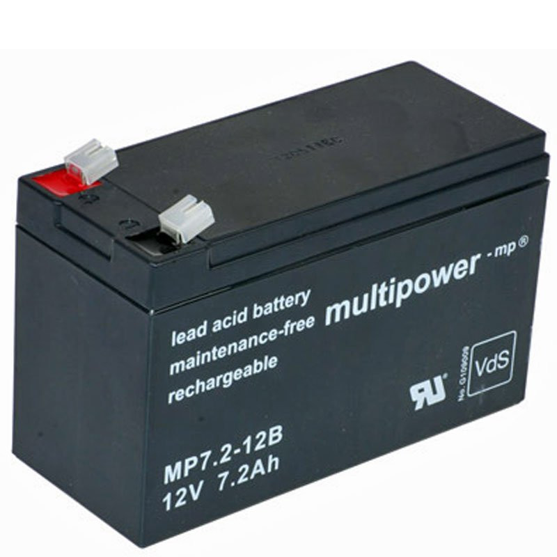 Multipower MP7.2-12B loodaccu type PB met 6,3 mm Faston-connectoren