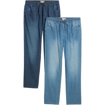 Schlupfjeans BONPRIX, Herren, Gr. 46, N-Gr, blau (blau denim, hellblau denim), Denim/Jeans, Obermaterial: 100% Baumwolle, klassisch, Jeans Schlupfjeans, klassischer Schnitt, aus reiner Baumwolle, mit Washed-Effekt