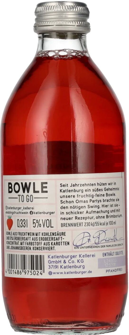 Katlenburger Bowle-To-Go Erdbeer 5% Vol. 0,33l