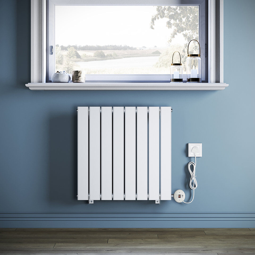 Brayden Studio 60*5.8cm, Smart WiFi-Enabled Electric Radiator Flat Panel with Intelligent Heating Control White 60cm H x 60.4cm W x 5.8cm D