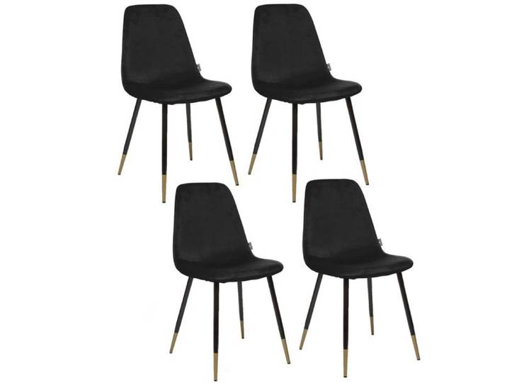 Toilinux - Lot de 4 Chaises design velours Tyka - Noir