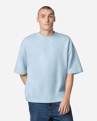 American Apparel FTEX00 French Terry Ex Crew T-Shirt in Powder Blue size Large   Cotton