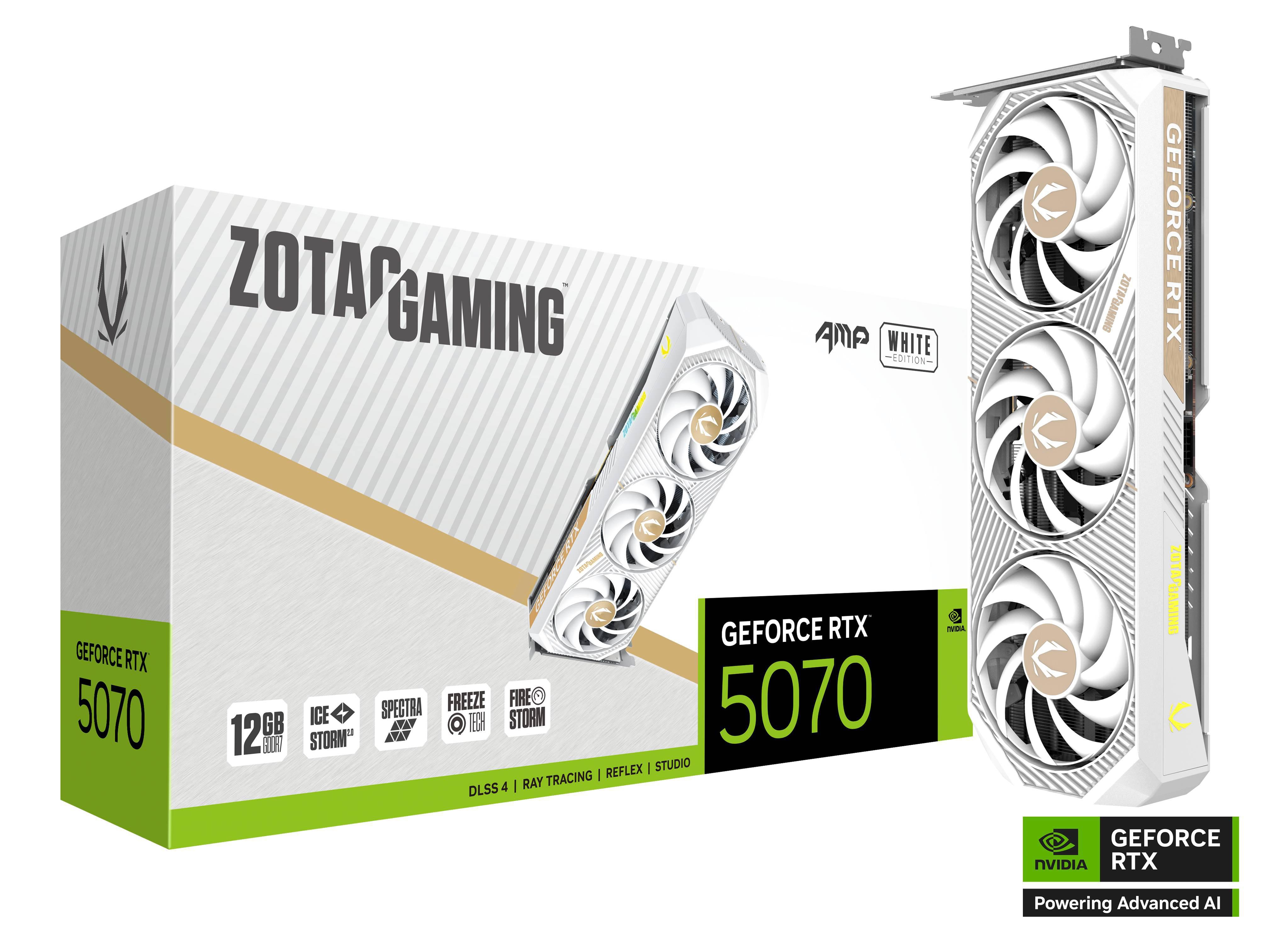ZOTAC GAMING GeForce RTX 5070 AMP White 12GB GDDR7 Grafikkarte 3x DP, 1x HDMI ZT-B50700FQ-10P