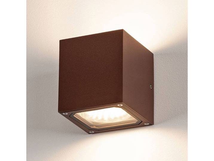 SLV Aussenwandleuchte Sitra Cube, braun / rost, Aluminium, Modern, Wandleuchte außen