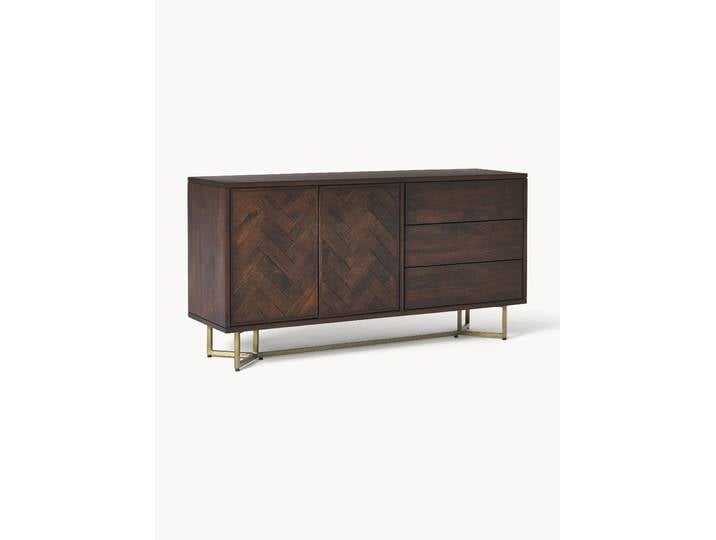 Sideboard Luca aus Mangoholz mit Fischgrät-Muster
