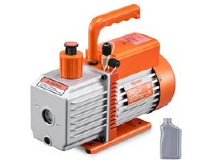 VEVOR Pompe à Vide Climatisation, 170 L/min, Pompe à Vide Frigoriste CVC Palettes Rotatives 2 Étages, avec Bouteille d'Huile, Dégazage Résine, Entretien Climatiseur Automobile, pour R134a, R22, R410a