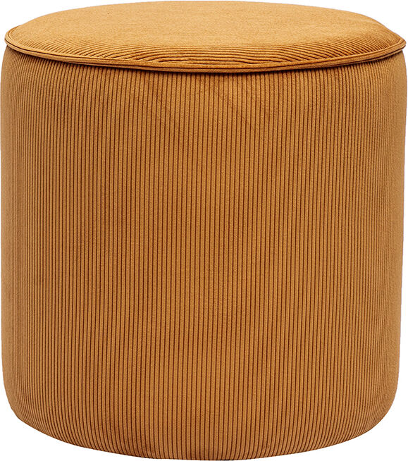 Miliboo Runder Pouf aus gelbem Cord-Samt D40 cm PAUL