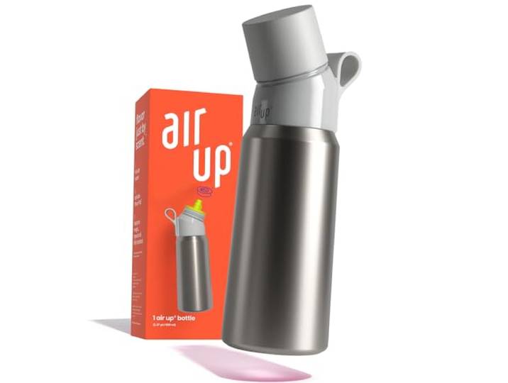 air up® Offizielle Wasserflasche (800 ml) - Isolierte Edelstahl-Flasche Mit Strohhalm, Silberfarbener Stahl, Aromatisiert - Für Fitnessstudio