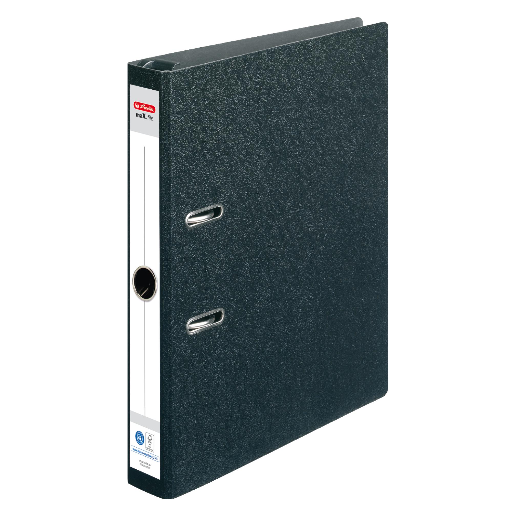 Herlitz Hängeordner maX.file, Rückenbreite: 50 mm, schwarz DIN A4, aus Hartpappe, aufgeklebtes Rückenschild (A4, 50 mm, 1 Stk.) (10842292)