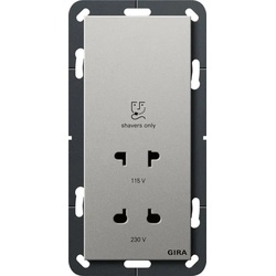 Gira 2820600 Rasiersteckd. 115 - 230 V System 55 Edelstahl(lack.)