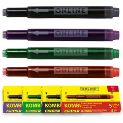 ONLINE® Tintenpatronen für Füller 5x lila, 5x grün, 5x schwarz, 5x rot
