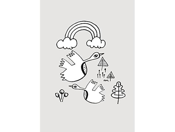 Komar Scribble Birdy Poster sans cadre 50 x 70 cm