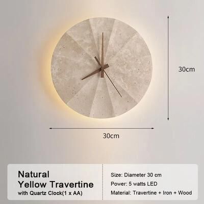 Uplift Picks Natural Yellow Travertine LED Wall Sconce Modern Stone Accent Light 09 warm Light