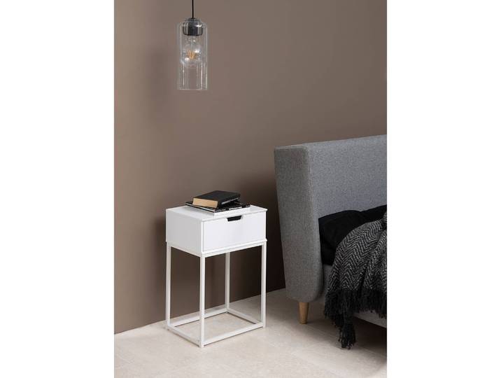Nachttisch Mitra 40 x 62 x 30cm Weiß/Weiß