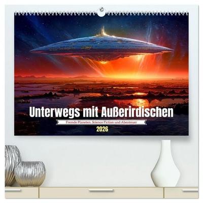 Unterwegs mit Außerirdischen (hochwertiger Premium Wandkalender 2026 DIN A2 quer), Kunstdruck in Hochglanz