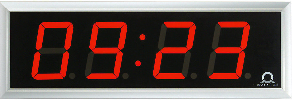kaiserkraft LED-Digitaluhr, HxBxT 118 x 333 x 39 mm, silber, rote LED