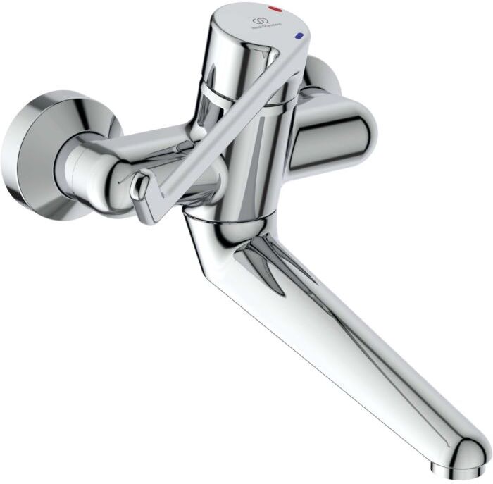 Ideal Standard Wand-Waschtischsicherheitsarmatur B8317AA Bedienhebel 230 mm, Ausladung 258 mm, nicht absperrbar, verchromt