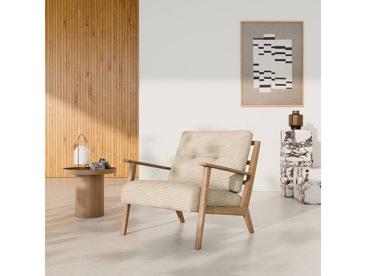 Sessel Beige/Beige Cordstoff Scilla 83 x 80 x 75cm