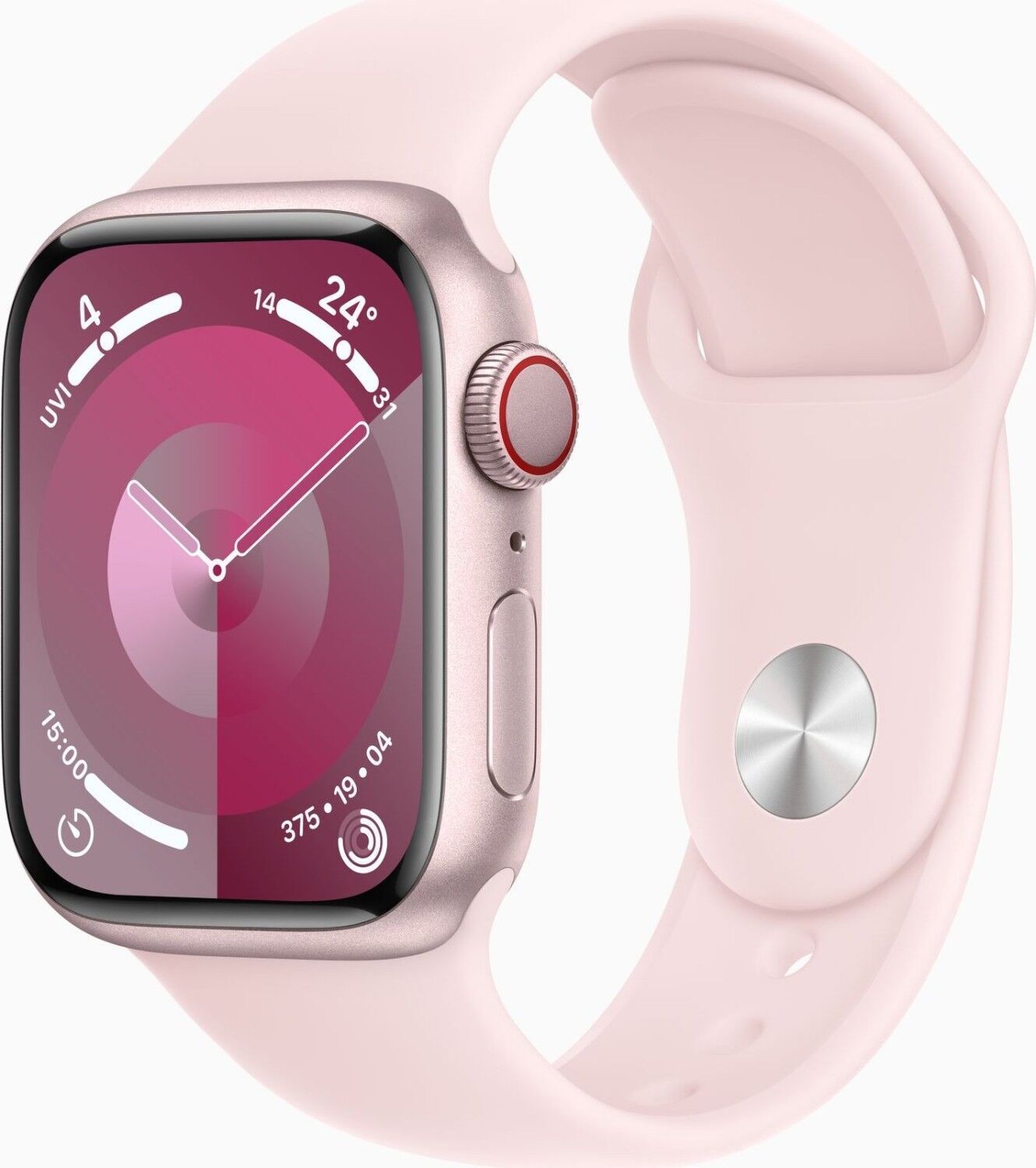 Apple Watch Series 9 Aluminium 41 mm (2023)   GPS   Rosé   Sportarmband Hellrosa M/L - Refurbished