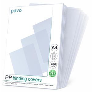 Pavo Bindefolien 8015283, klar-transparent, 280 mic, 0.28 mm stark, aus Polypropylen, A4, 100 Stück