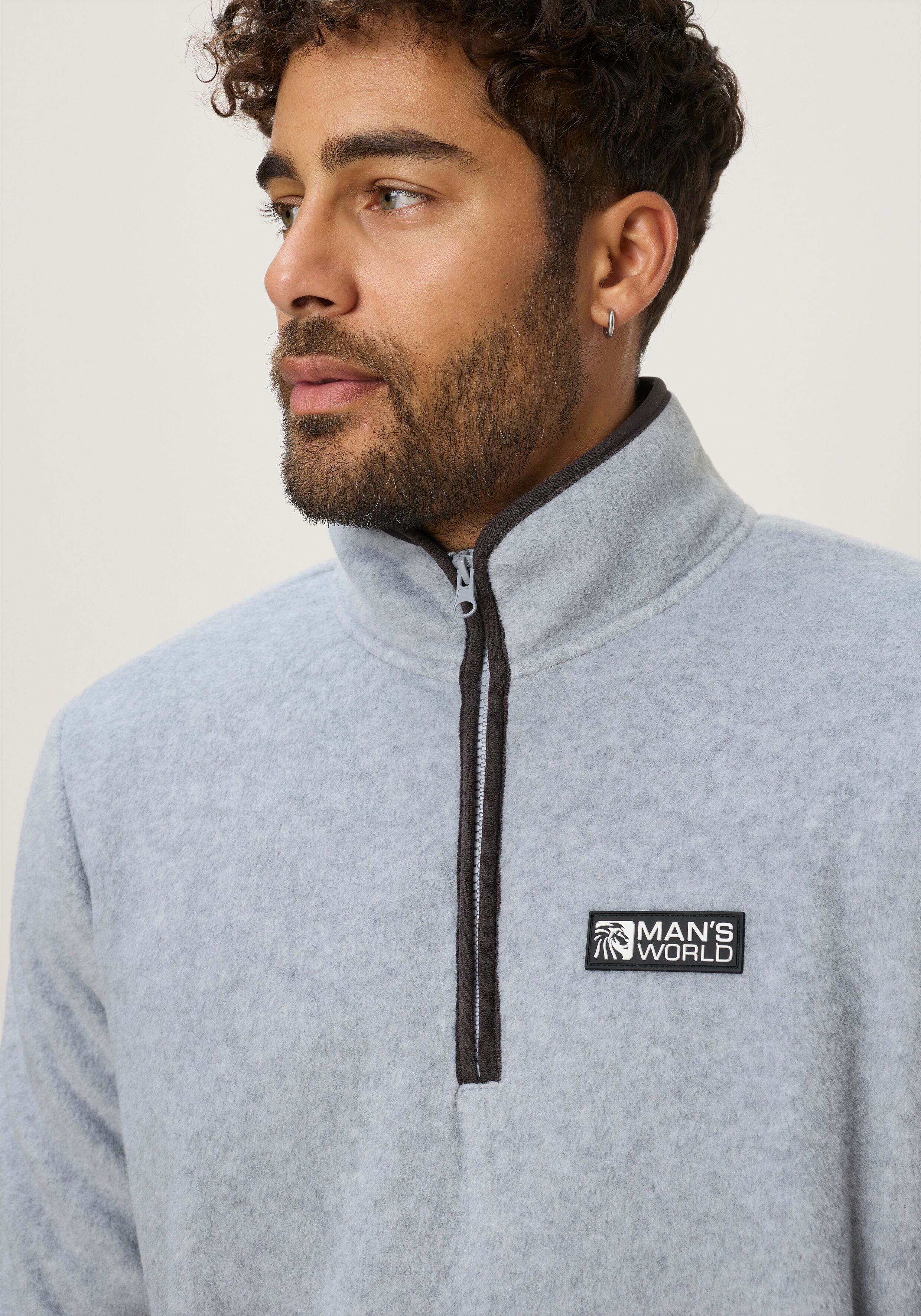 Fleecepullover MAN'S WORLD, Herren, Gr. XL, grau, Obermaterial: 100% Polyester, unifarben, eingefasste Kante, Sweatshirts Fleecepullover, Leicht, weich und komfortabel. Für Outdoor, Freizeit und Zuhause grau XL