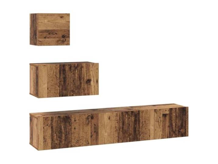 LMTYOENFG TV Schrank Set 4-Teilig Wandmontage Altholz-Optik Moderne schwebende Lowboards aus Holzwerkstoff schaffen Platz und Ordnung im Wohnzimmer oder Schlafzimmer.