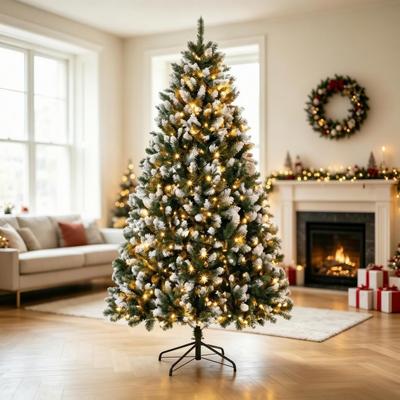 Pre‑Lit Artificial Christmas Tree, White‑Tipped Hinged Full‑Body Xmas Tree Boasting Realistic Branch Tips